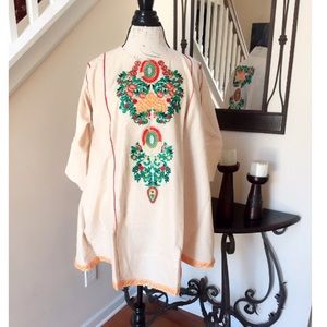 Light Peach or Cream Embroidered Tunic Top Blouse